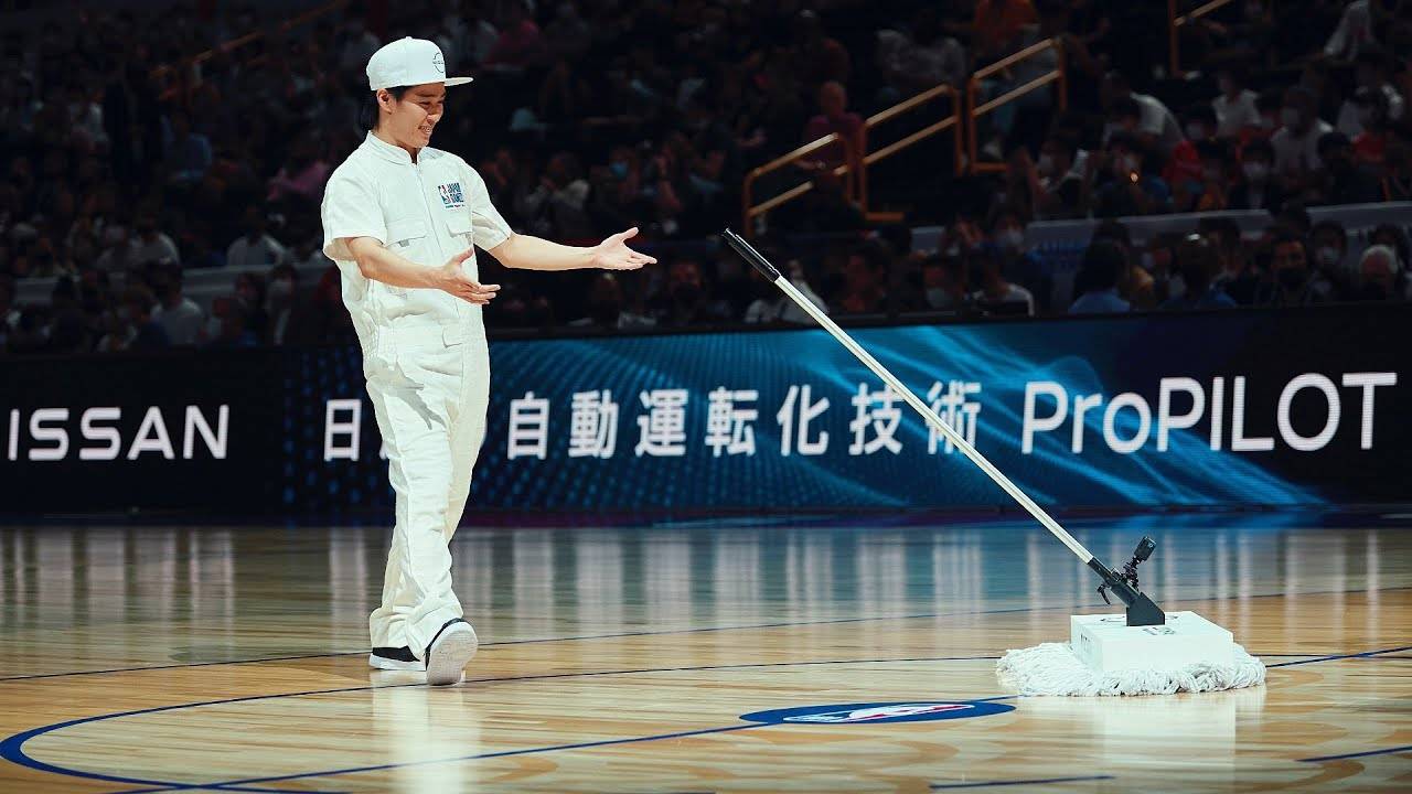 Nissan ProPilot Mop glides across a basketball court hands-free